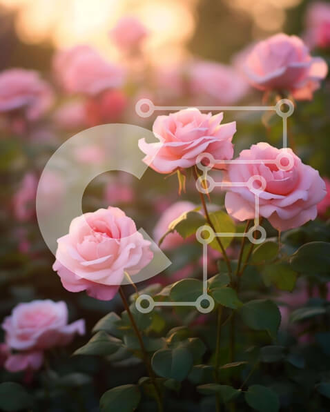 Intra Συλλεκτικό Ξύλινο Παζλ Plywood  4mm - Ροζ τριαντάφυλλα σε ένα χωράφι στο ηλιοβασίλεμα Σε Ξύλινο Κουτί - Διαστάσεις: 10x10 cm – 25 κομμάτια