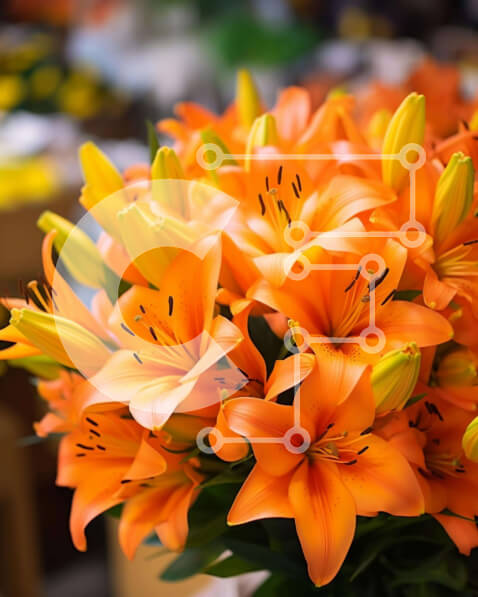 Σετ των 2 Intra Συλλεκτικό Ξύλινο Παζλ Plywood  4mm - Ζωντανά πορτοκαλί λουλούδια σε βάζο Σε Ξύλινο Κουτί - Διαστάσεις: 10x10 cm – 25 κομμάτια