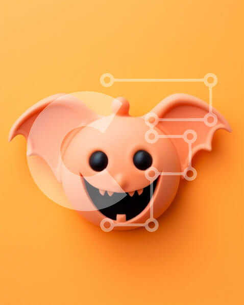 Intra Συλλεκτικό Ξύλινο Παζλ Plywood  4mm - Μικρό πορτοκαλί αντικείμενο σε σχήμα νυχτερίδας για διακόσμηση αποκριών Σε Ξύλινο Κουτί - Διαστάσεις Puzzle: 10x10 cm – 25 κομμάτια