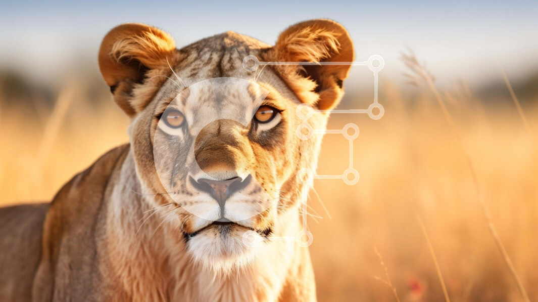 Intra Συλλεκτικό Ξύλινο Παζλ Plywood  4mm - Λιοντάρι σε ένα χορταριασμένο χωράφι Σε Ξύλινο Κουτί - Διαστάσεις: 10x10 cm – 25 κομμάτια