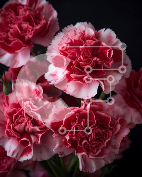 Intra Συλλεκτικό Ξύλινο Παζλ Plywood  4mm - Μπουκέτο από κόκκινα και λευκά γαρίφαλα σε πλήρη άνθιση Σε Ξύλινο Κουτί - Διαστάσεις: 10x10 cm – 25 κομμάτια