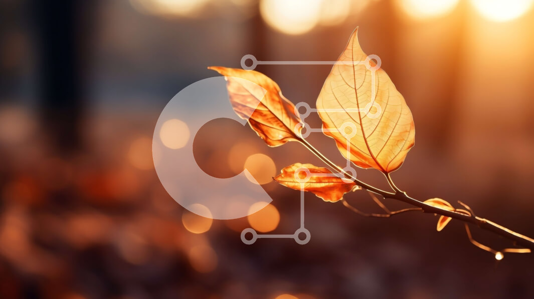 Intra Συλλεκτικό Ξύλινο Παζλ Plywood  4mm - Φύλλο σε ένα κλαδί με θολό φόντο Σε Ξύλινο Κουτί - Διαστάσεις: 10x10 cm – 25 κομμάτια