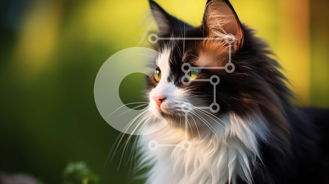 Σετ των 2 Intra Συλλεκτικό Ξύλινο Παζλ Plywood  4mm - Ασπρόμαυρη γάτα που κάθεται στο γρασίδι με τα φωτεινά πράσινα μάτια Σε Ξύλινο Κουτί - Διαστάσεις: 10x10 cm – 25 κομμάτια