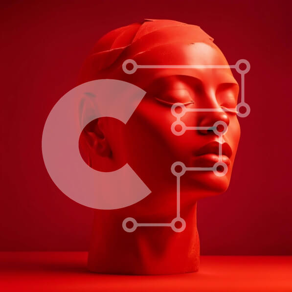 Intra Συλλεκτικό Ξύλινο Παζλ Plywood  4mm - Όμορφο κόκκινο μπούστο μιας γυναίκας με κλειστά μάτια σε ρεαλιστικό στυλ Σε Ξύλινο Κουτί - Διαστάσεις Puzzle: 10x10 cm – 25 κομμάτια