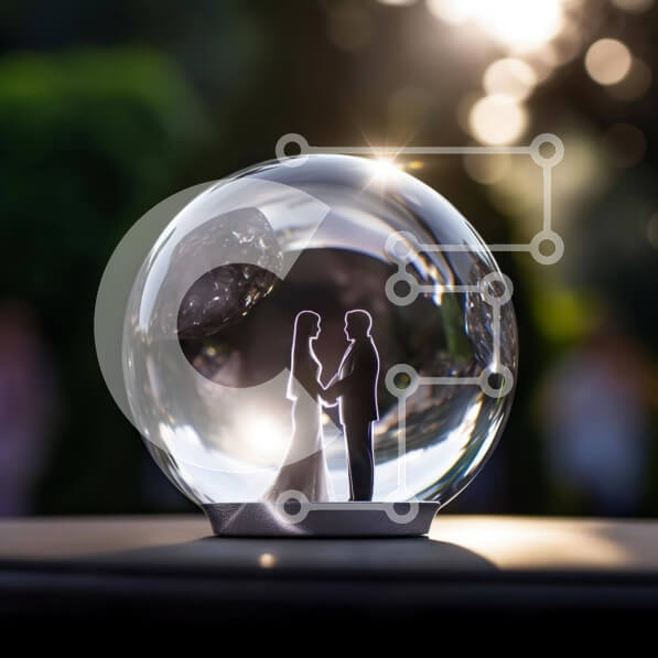 Σετ των 2 Intra Συλλεκτικό Ξύλινο Παζλ Plywood  4mm - Ζευγάρι σιλουέτας αρραβώνων ή γάμου σε γυάλινη μπάλα Σε Ξύλινο Κουτί - Διαστάσεις: 10x10 cm – 25 κομμάτια