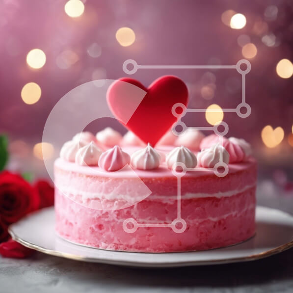 Σετ των 2 Intra Συλλεκτικό Ξύλινο Παζλ Plywood  4mm - Ροζ κέικ με κόκκινα τριαντάφυλλα και λευκές καρδιές Σε Ξύλινο Κουτί - Διαστάσεις: 10x10 cm – 25 κομμάτια