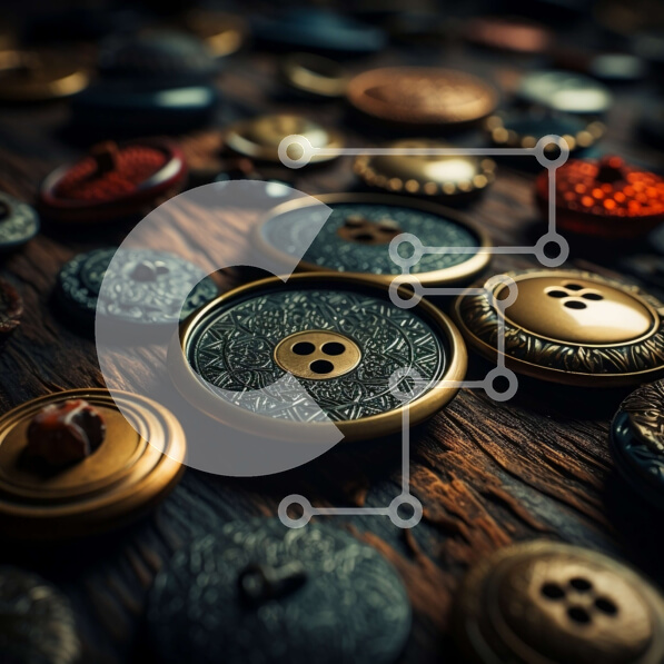 Intra Συλλεκτικό Ξύλινο Παζλ Plywood  4mm - Συλλογή από vintage κουμπιά σε ξύλινη επιφάνεια Σε Ξύλινο Κουτί - Διαστάσεις Puzzle: 10x10 cm – 25 κομμάτια