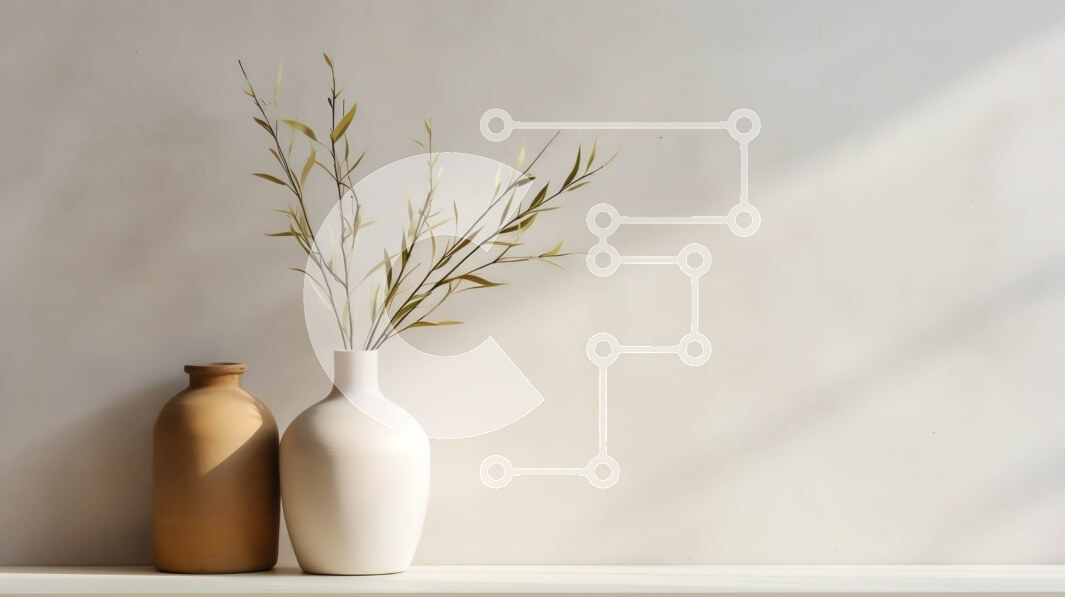 Intra Συλλεκτικό Ξύλινο Παζλ Plywood  4mm - Λευκά βάζα με μίσχο μπαμπού στο ράφι Σε Ξύλινο Κουτί - Διαστάσεις Puzzle: 10x10 cm – 25 κομμάτια