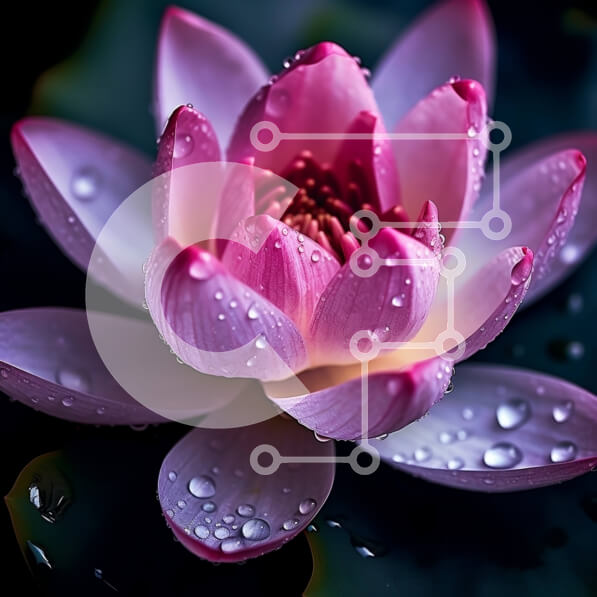 Intra Συλλεκτικό Ξύλινο Παζλ Plywood  4mm - Εκπληκτική εικόνα του ροζ λουλουδιού λωτού με σταγονίδια νερού Σε Ξύλινο Κουτί - Διαστάσεις: 10x10 cm – 25 κομμάτια