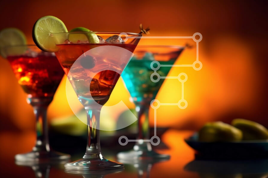 Σετ των 2 Intra Συλλεκτικό Ξύλινο Παζλ Plywood  4mm - Πολύχρωμα κοκτέιλ με εσπεριδοειδή σε πάγκο μπαρ Σε Ξύλινο Κουτί - Διαστάσεις: 10x10 cm – 25 κομμάτια