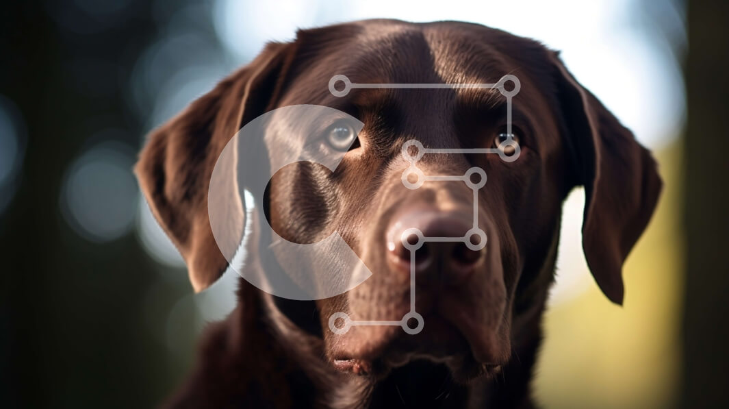 Intra Συλλεκτικό Ξύλινο Παζλ Plywood  4mm - Κοντινό πλάνο του προσώπου του σκύλου από το Chocolate Labrador Retriever Σε Ξύλινο Κουτί - Διαστάσεις: 10x10 cm – 25 κομμάτια