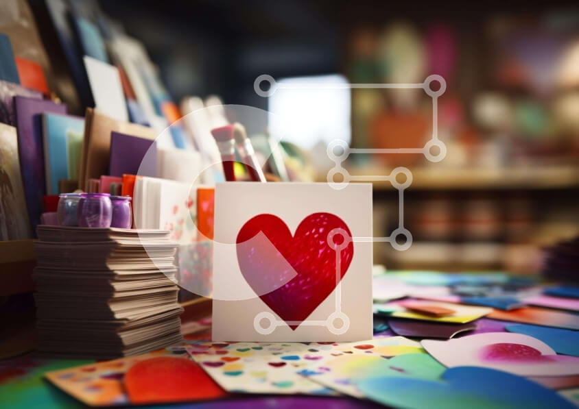 Intra Συλλεκτικό Ξύλινο Παζλ Plywood  4mm - Κάρτα σε σχήμα καρδιάς και πολύχρωμες χειροτεχνίες Σε Ξύλινο Κουτί - Διαστάσεις Puzzle: 10x10 cm – 25 κομμάτια