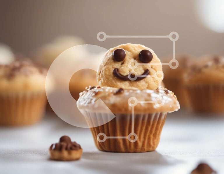 Σετ των 2 Intra Συλλεκτικό Ξύλινο Παζλ Plywood  4mm - Smiley Cupcake με τσιπς σοκολάτας και ψεκασμούς Σε Ξύλινο Κουτί - Διαστάσεις: 10x10 cm – 25 κομμάτια