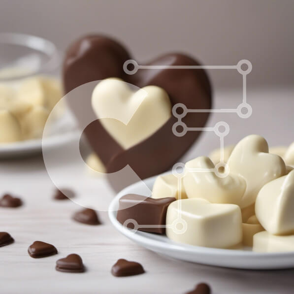 Σετ των 2 Intra Συλλεκτικό Ξύλινο Παζλ Plywood  4mm - Πιάτο σοκολάτας καραμέλες σε σχήμα καρδιάς για την ημέρα του Αγίου Βαλεντίνου Σε Ξύλινο Κουτί - Διαστάσεις: 10x10 cm – 25 κομμάτια