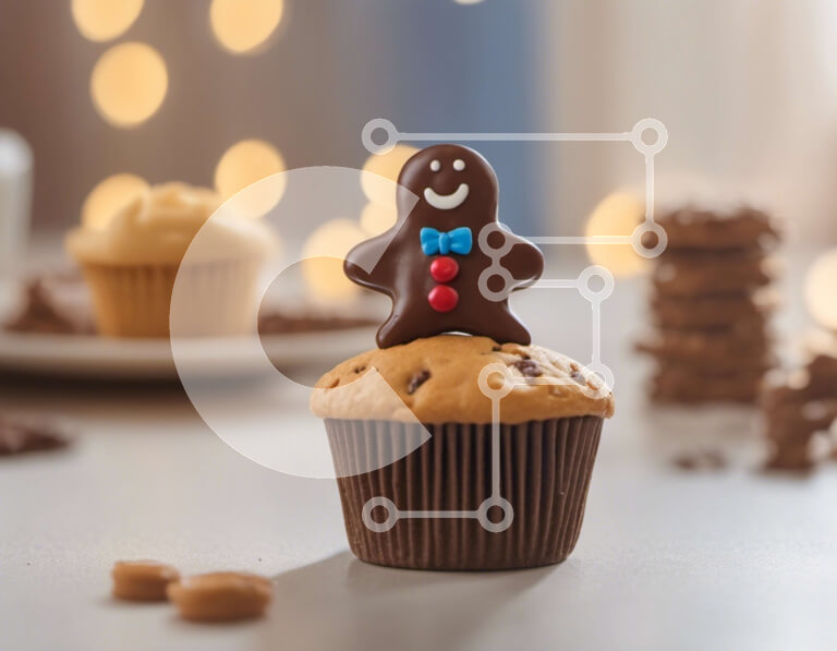 Σετ των 2 Intra Συλλεκτικό Ξύλινο Παζλ Plywood  4mm - Gingerbread Cupcake με σοκολάτα παγωμένο και ειδώλιο Gingerman Σε Ξύλινο Κουτί - Διαστάσεις: 10x10 cm – 25 κομμάτια