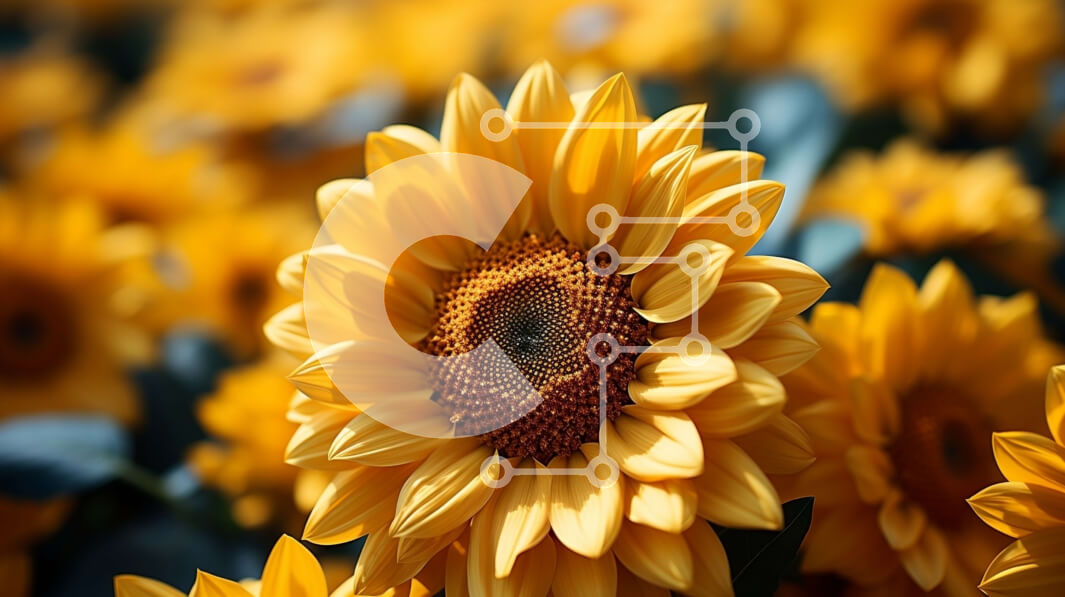 Intra Συλλεκτικό Ξύλινο Παζλ Plywood  4mm - Ζωντανό ηλιοτρόπιο με έντονα κίτρινα πέταλα και σκούρα καφέ κέντρα Σε Ξύλινο Κουτί - Διαστάσεις: 10x10 cm – 25 κομμάτια