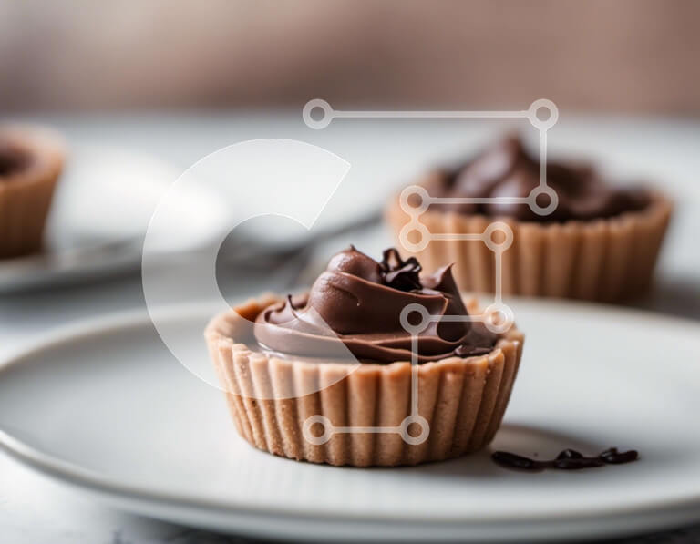 Σετ των 2 Intra Συλλεκτικό Ξύλινο Παζλ Plywood  4mm - Νόστιμα cupcakes σοκολάτας σε λευκό πιάτο Σε Ξύλινο Κουτί - Διαστάσεις: 10x10 cm – 25 κομμάτια