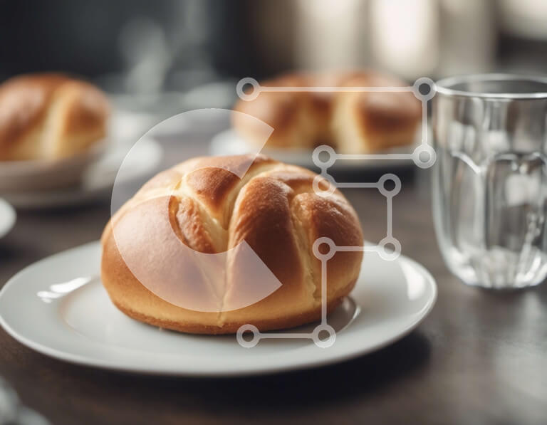 Σετ των 2 Intra Συλλεκτικό Ξύλινο Παζλ Plywood  4mm - Πιάτο με δύο ψωμιά σε μια ζεστή τραπεζαρία Σε Ξύλινο Κουτί - Διαστάσεις: 10x10 cm – 25 κομμάτια