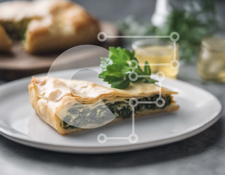 Σετ των 2 Intra Συλλεκτικό Ξύλινο Παζλ Plywood  4mm - Λαχταριστή σπανακόπιτα με γαρνιτούρα μαϊντανού Σε Ξύλινο Κουτί - Διαστάσεις: 10x10 cm – 25 κομμάτια