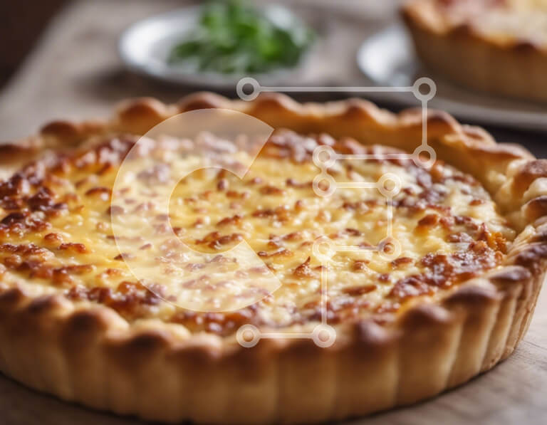 Σετ των 2 Intra Συλλεκτικό Ξύλινο Παζλ Plywood  4mm - Τάρτα με τυρί με γαρνιτούρα μαϊντανού Σε Ξύλινο Κουτί - Διαστάσεις: 10x10 cm – 25 κομμάτια