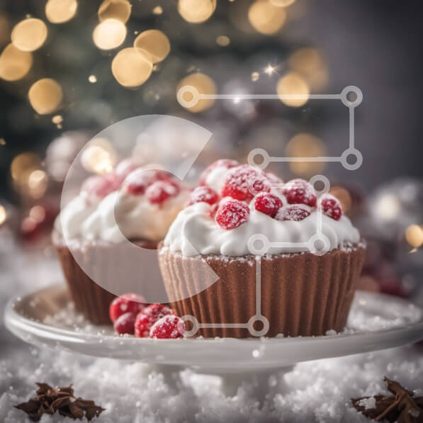 Σετ των 2 Intra Συλλεκτικό Ξύλινο Παζλ Plywood  4mm - Γιορτινά Cupcakes σοκολάτας με σαντιγί και κόκκινα μούρα Σε Ξύλινο Κουτί - Διαστάσεις: 10x10 cm – 25 κομμάτια