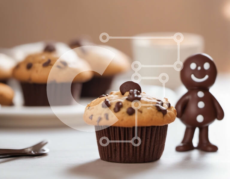 Σετ των 2 Intra Συλλεκτικό Ξύλινο Παζλ Plywood  4mm - Ειδώλιο με μελόψωμο άνδρα με σοκολατένια cupcakes Σε Ξύλινο Κουτί - Διαστάσεις: 10x10 cm – 25 κομμάτια