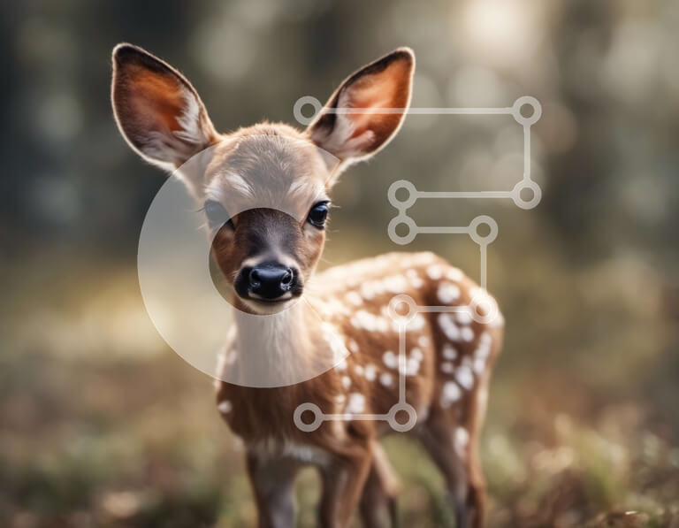 Intra Συλλεκτικό Ξύλινο Παζλ Plywood  4mm - Αξιολάτρευτο μωρό ελάφι σε ένα ξέφωτο δάσους Σε Ξύλινο Κουτί - Διαστάσεις: 10x10 cm – 25 κομμάτια