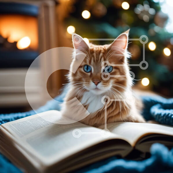 Intra Συλλεκτικό Ξύλινο Παζλ Plywood  4mm - Πορτοκαλί Γάτα που διαβάζει ένα βιβλίο δίπλα στο τζάκι Σε Ξύλινο Κουτί - Διαστάσεις: 10x10 cm – 25 κομμάτια