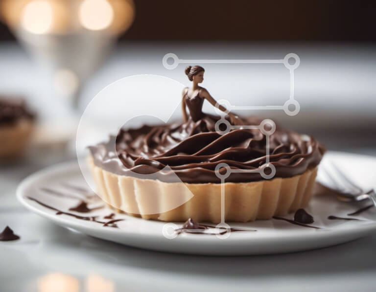 Σετ των 2 Intra Συλλεκτικό Ξύλινο Παζλ Plywood  4mm - Λαχταριστό επιδόρπιο με παγωμένο σοκολάτα με κομψή διακόσμηση Σε Ξύλινο Κουτί - Διαστάσεις: 10x10 cm – 25 κομμάτια