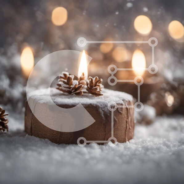 Intra Συλλεκτικό Ξύλινο Παζλ Plywood  4mm - Κερί στο χιόνι με κουκουνάρια Σε Ξύλινο Κουτί - Διαστάσεις: 10x10 cm – 25 κομμάτια