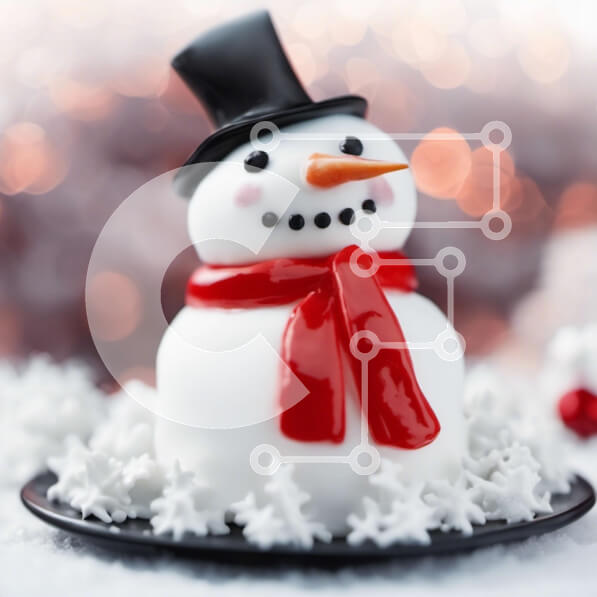 Σετ των 2 Intra Συλλεκτικό Ξύλινο Παζλ Plywood  4mm - Κέικ Χιονάνθρωπος με Λευκό Πάγωμα και Κόκκινες Κορδέλες Σε Ξύλινο Κουτί - Διαστάσεις: 10x10 cm – 25 κομμάτια