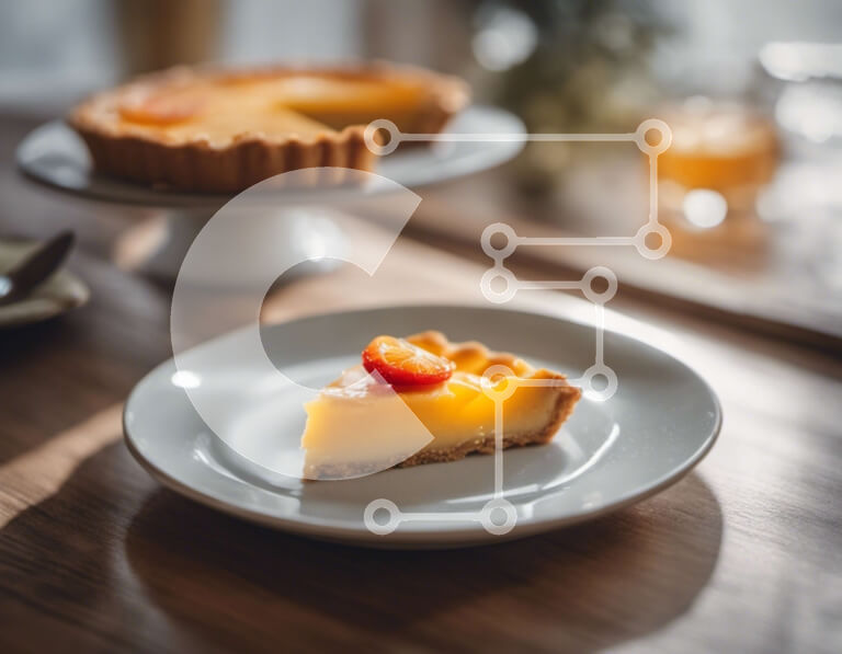 Σετ των 2 Intra Συλλεκτικό Ξύλινο Παζλ Plywood  4mm - Νόστιμη πίτα που σερβίρεται σε λευκό πιάτο Σε Ξύλινο Κουτί - Διαστάσεις: 10x10 cm – 25 κομμάτια