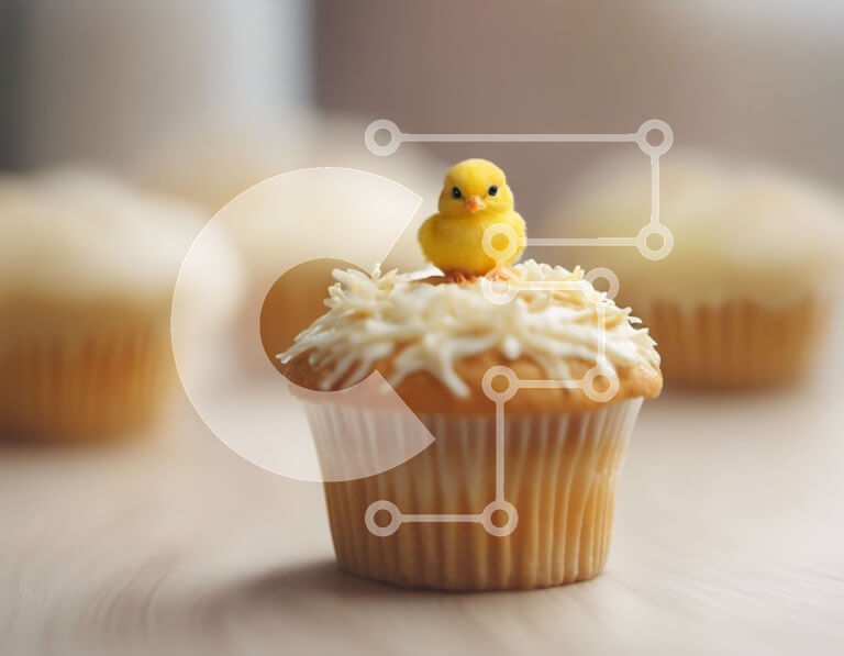 Σετ των 2 Intra Συλλεκτικό Ξύλινο Παζλ Plywood  4mm - Κίτρινο ειδώλιο κοτόπουλου σε Unfrosted Cupcake Σε Ξύλινο Κουτί - Διαστάσεις: 10x10 cm – 25 κομμάτια