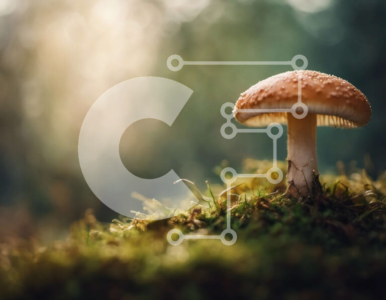 Intra Συλλεκτικό Ξύλινο Παζλ Plywood  4mm - Μονό μανιτάρι σε ποώδη έδαφος στο δάσος Σε Ξύλινο Κουτί - Διαστάσεις: 10x10 cm – 25 κομμάτια