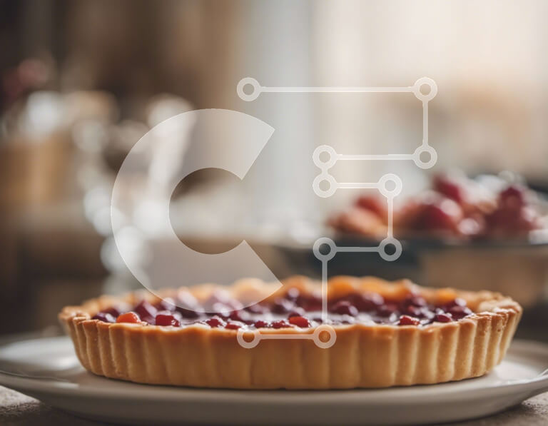 Σετ των 2 Intra Συλλεκτικό Ξύλινο Παζλ Plywood  4mm - Τάρτα Cranberry σε λευκό πιάτο Σε Ξύλινο Κουτί - Διαστάσεις: 10x10 cm – 25 κομμάτια