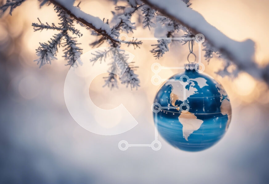 Intra Συλλεκτικό Ξύλινο Παζλ Plywood  4mm - Στολίδι μπλε σφαιρών που κρέμεται σε αειθαλές δέντρο Σε Ξύλινο Κουτί - Διαστάσεις: 10x10 cm – 25 κομμάτια