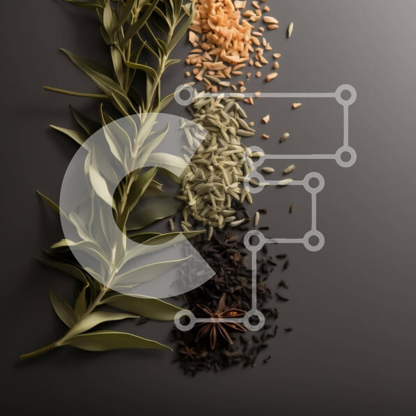 Σετ των 2 Intra Συλλεκτικό Ξύλινο Παζλ Plywood  4mm - Διάφορα μπαχαρικά και βότανα σε μαύρο φόντο Σε Ξύλινο Κουτί - Διαστάσεις: 10x10 cm – 25 κομμάτια