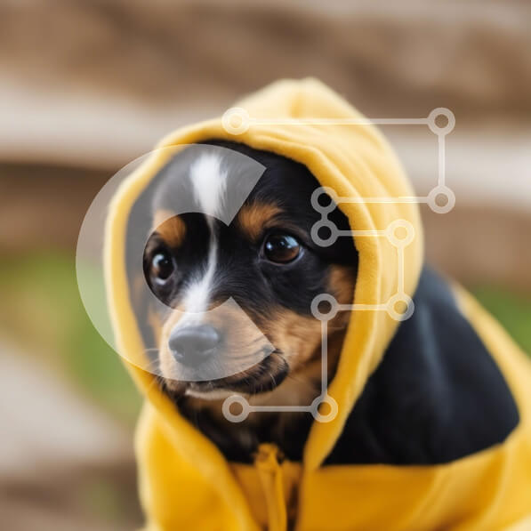 Intra Συλλεκτικό Ξύλινο Παζλ Plywood  4mm - Μικρό σκυλί με κουκούλα που κάθεται στο έδαφος Σε Ξύλινο Κουτί - Διαστάσεις: 10x10 cm – 25 κομμάτια