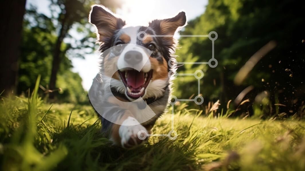 Σετ των 2 Intra Συλλεκτικό Ξύλινο Παζλ Plywood  4mm - Ενεργητικό Border Collie που τρέχει σε ένα χωράφι με ψηλό γρασίδι Σε Ξύλινο Κουτί - Διαστάσεις: 10x10 cm – 25 κομμάτια