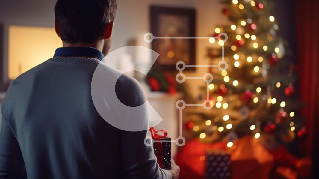 Intra Συλλεκτικό Ξύλινο Παζλ Plywood  4mm - Άνδρας που γιορτάζει τα Χριστούγεννα με την οικογένεια και τους φίλους Σε Ξύλινο Κουτί - Διαστάσεις: 10x10 cm – 25 κομμάτια