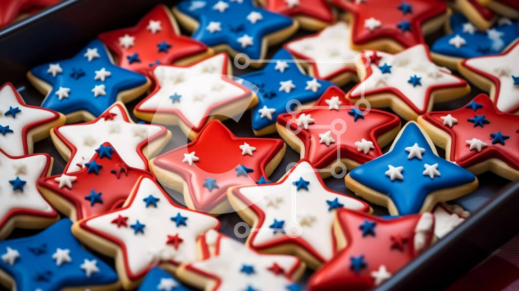 Σετ των 2 Intra Συλλεκτικό Ξύλινο Παζλ Plywood  4mm - Πατριωτικά μπισκότα σε σχήμα αστεριού για τους εορτασμούς της 4ης Ιουλίου Σε Ξύλινο Κουτί - Διαστάσεις: 10x10 cm – 25 κομμάτια