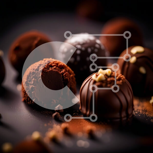 Σετ των 2 Intra Συλλεκτικό Ξύλινο Παζλ Plywood  4mm - Νόστιμη ποικιλία από τρούφες σοκολάτας σε σκούρο φόντο Σε Ξύλινο Κουτί - Διαστάσεις: 10x10 cm – 25 κομμάτια