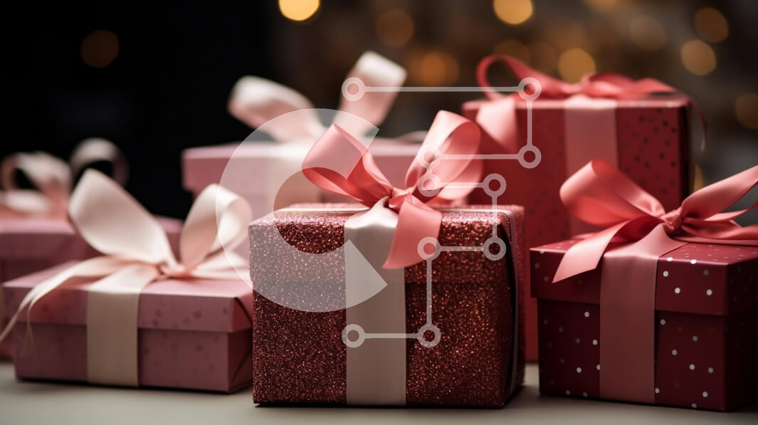 Intra Συλλεκτικό Ξύλινο Παζλ Plywood  4mm - Γιορτινά κουτιά δώρων με ροζ κορδέλες Σε Ξύλινο Κουτί - Διαστάσεις: 10x10 cm – 25 κομμάτια