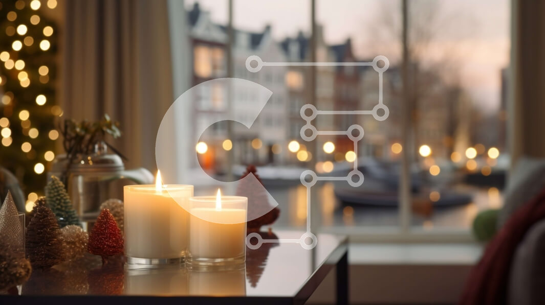 Intra Συλλεκτικό Ξύλινο Παζλ Plywood  4mm - Εορταστική γιορτή στο φως των κεριών με θέα στην πόλη Σε Ξύλινο Κουτί - Διαστάσεις: 10x10 cm – 25 κομμάτια