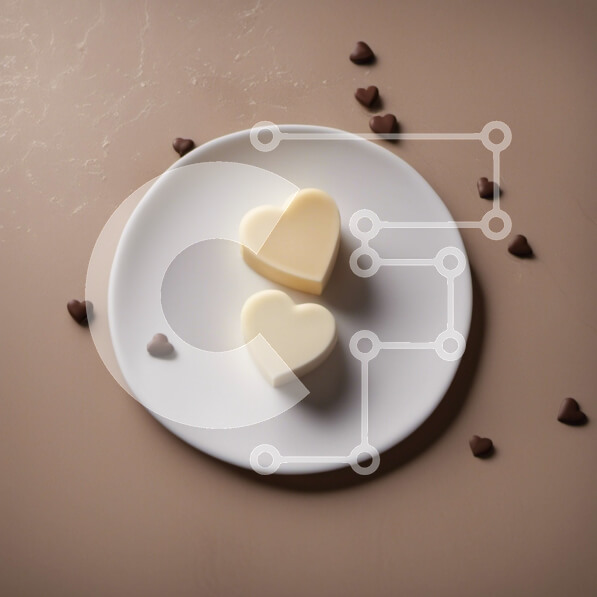 Σετ των 2 Intra Συλλεκτικό Ξύλινο Παζλ Plywood  4mm - Βούτυρο σε σχήμα καρδιάς σε λευκό πιάτο με κομματάκια σοκολάτας Σε Ξύλινο Κουτί - Διαστάσεις: 10x10 cm – 25 κομμάτια