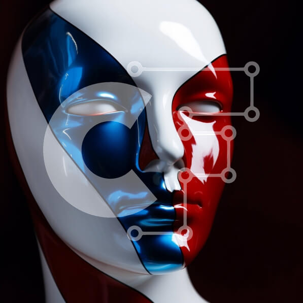 Σετ των 2 Intra Συλλεκτικό Ξύλινο Παζλ Plywood  4mm - Βαφή προσώπου αμερικανικής σημαίας σε μανεκέν Σε Ξύλινο Κουτί - Διαστάσεις: 10x10 cm – 25 κομμάτια