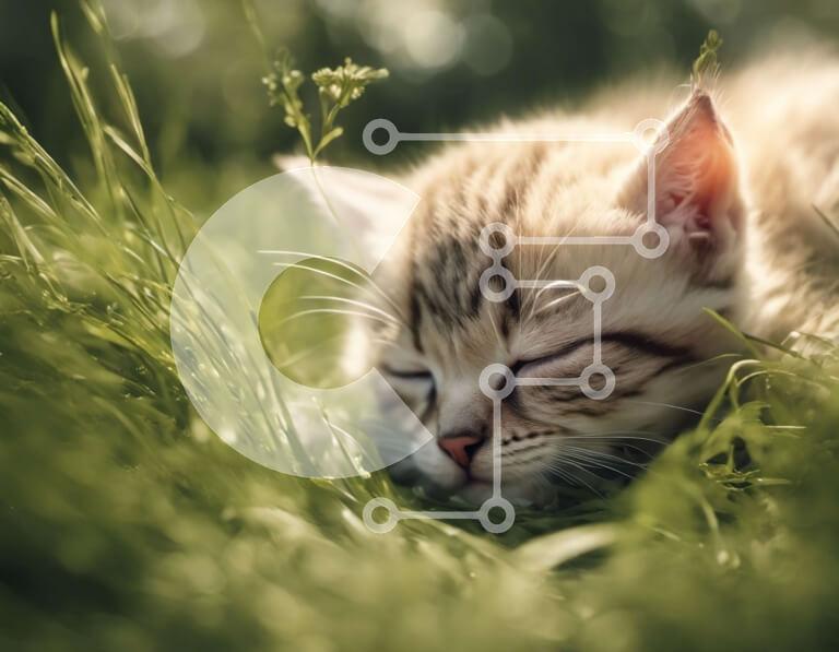 Σετ των 2 Intra Συλλεκτικό Ξύλινο Παζλ Plywood  4mm - Αξιολάτρευτο γατάκι στο γρασίδι Σε Ξύλινο Κουτί - Διαστάσεις: 10x10 cm – 25 κομμάτια