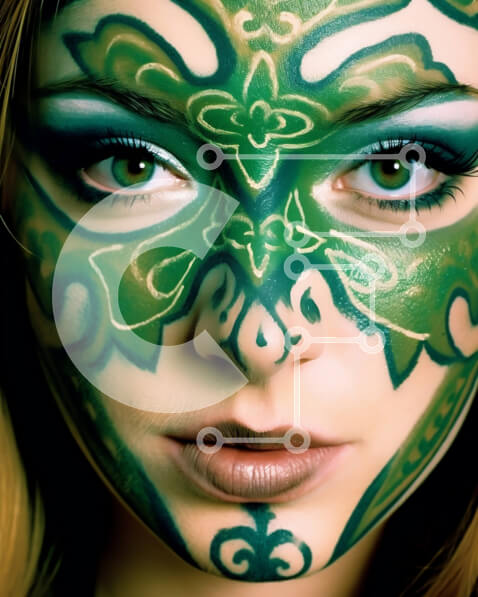 Intra Συλλεκτικό Ξύλινο Παζλ Plywood  4mm - Περίπλοκη τέχνη βαφής με πράσινο πρόσωπο Σε Ξύλινο Κουτί - Διαστάσεις Puzzle: 10x10 cm – 25 κομμάτια