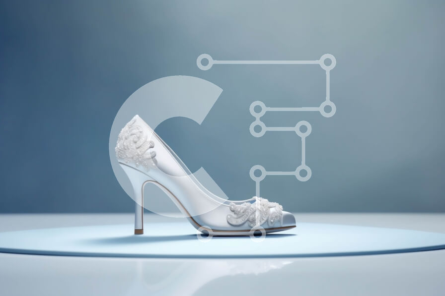 Intra Συλλεκτικό Ξύλινο Παζλ Plywood  4mm - Πανέμορφο λευκό ψηλοτάκουνο παπούτσι με περίπλοκα φλοράλ σχέδια Σε Ξύλινο Κουτί - Διαστάσεις Puzzle: 10x10 cm – 25 κομμάτια