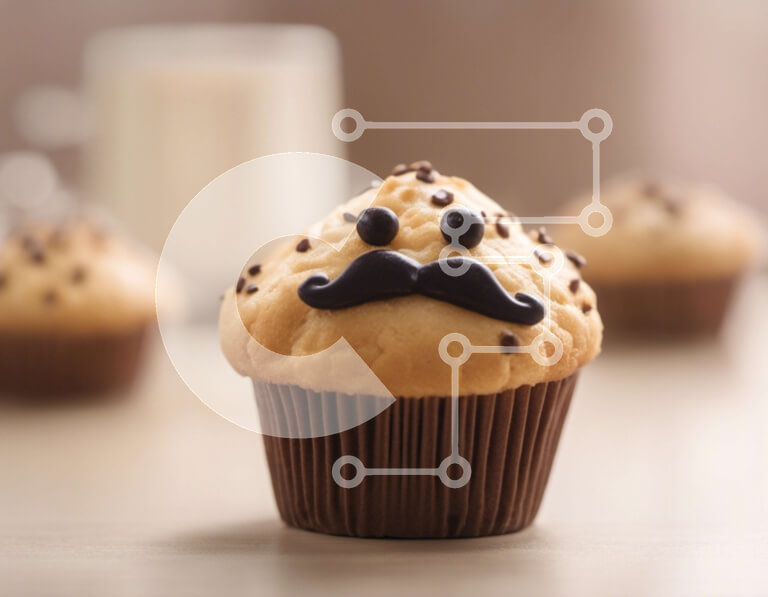 Σετ των 2 Intra Συλλεκτικό Ξύλινο Παζλ Plywood  4mm - Cupcake με σοκολατένια μουστάκια και τσιπς σοκολάτας Σε Ξύλινο Κουτί - Διαστάσεις: 10x10 cm – 25 κομμάτια